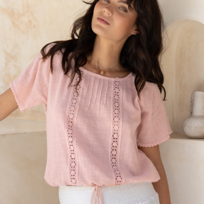 Daisy Organic Cotton Blouse Dusty Pink