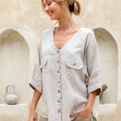 Dune French Linen Shirt Almond