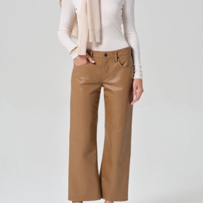 Faye Vintage Straight Recycle Leather in Pale Toffee