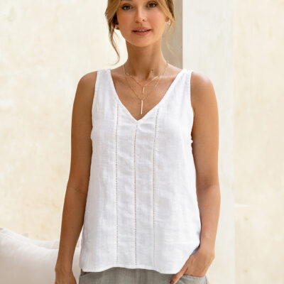 Giana Linen Top White