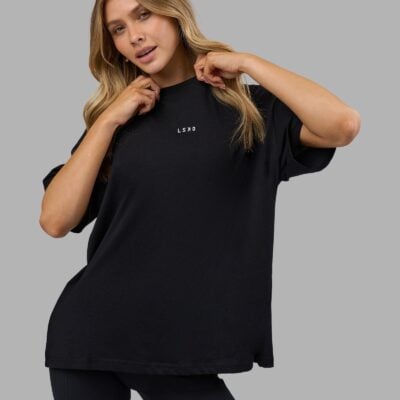 Go-To FLXCotton Oversized Tee - Black-White | LSKD