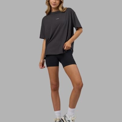 Go-To FLXCotton Oversized Tee - Dark Storm-White | LSKD