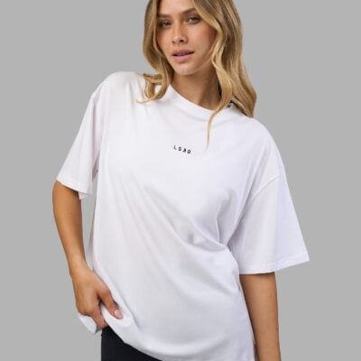 Go-To FLXCotton Oversized Tee - White-Black | LSKD