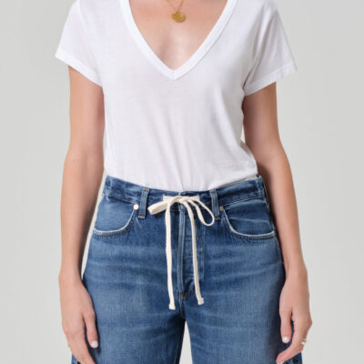 Hara V Neck Tee in White