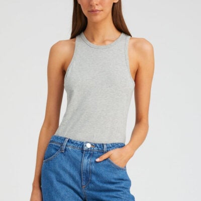 Heather Grey Cotton Racer Tank