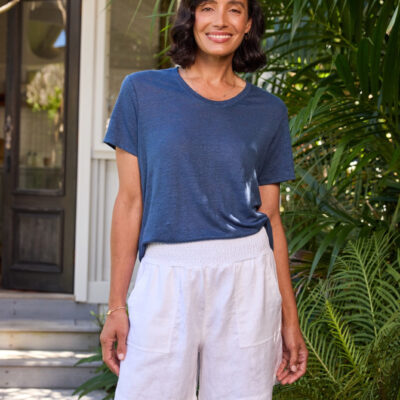 Mae French Linen Shorts White