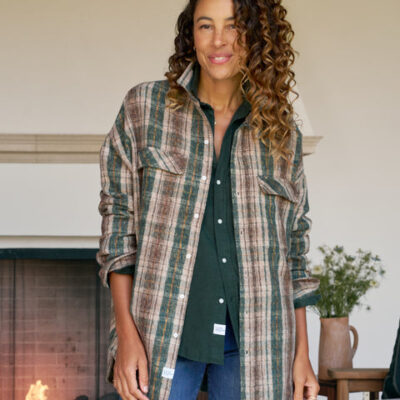 MCLOGHLIN Brown and Green with Sand Plaid, Italian Flannel