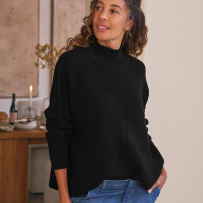 MONTECITO TURTLENECK Black, Pure Italian Cotton