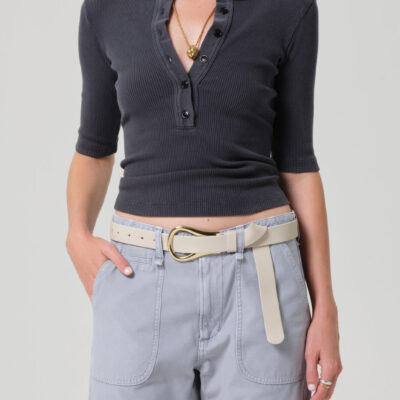Nali Short Sleeve Henley in Charcoal Mineral
