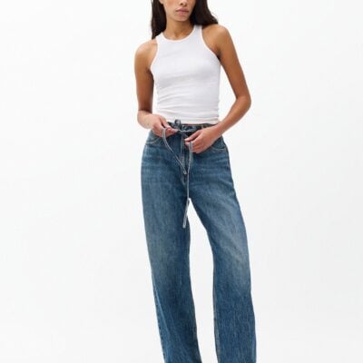 Phoebe Drawstring Wide-Leg Jeans