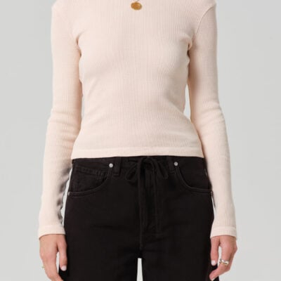 Pilar Waffle Crewneck in Shrimp