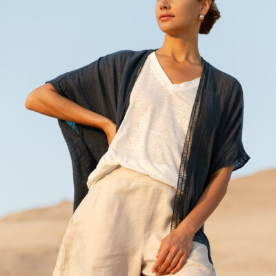 Rhea Linen Kimono Charcoal