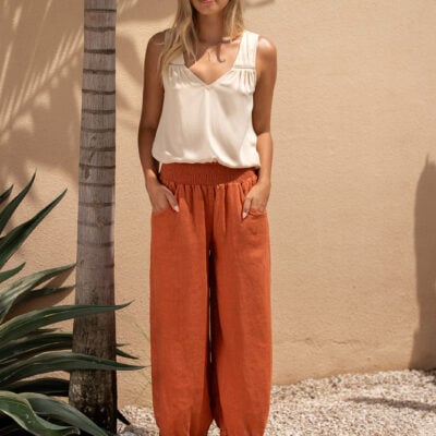 Sadhu French Linen Pants Rust