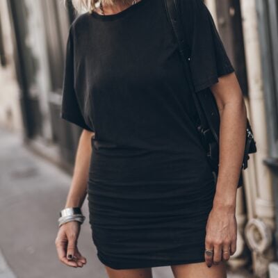 The Dark Short Draped T-Shirt Dress