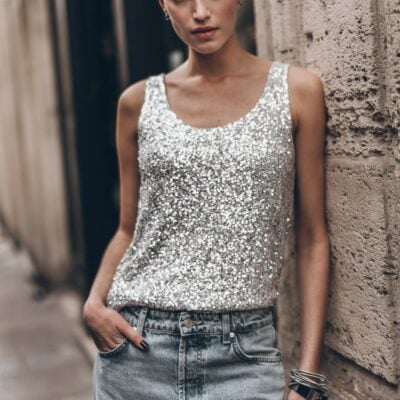 The Light Sequin Base Tank Top
