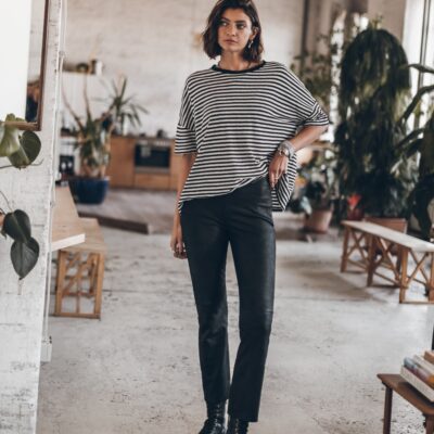 The Striped Long Loose Thin Linen T-Shirt