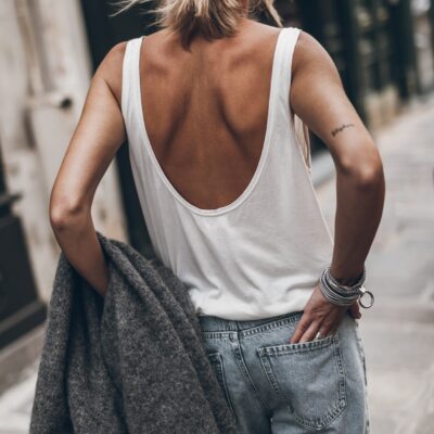The White Low Back Base Tank Top