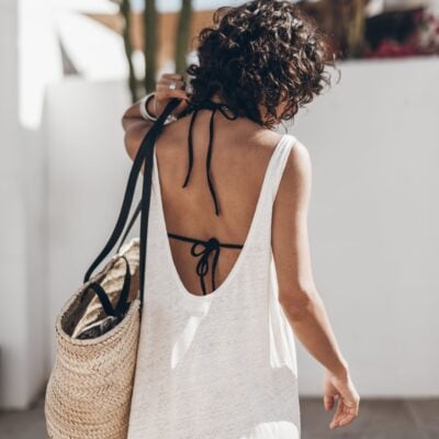 The White Low Back Linen Tank Dress