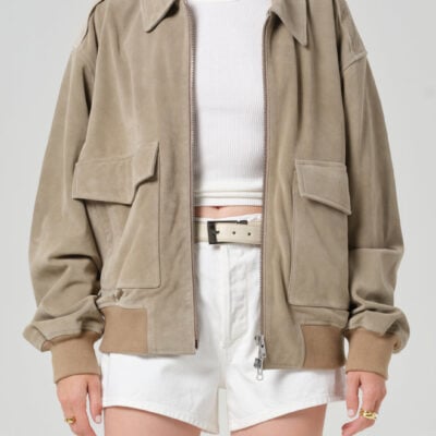 Vivienne Suede Jacket in Deep Olive