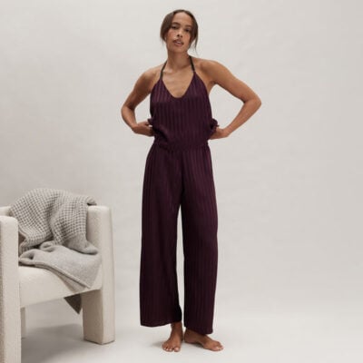 Washable Silk Striped Jacquard Cami Pant Set