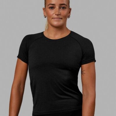 Womens AeroFLX+ Seamless Tee - Black Marl | LSKD