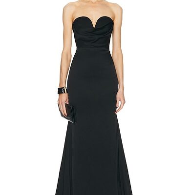 Alex Perry Strapless Sweetheart Drape Gown