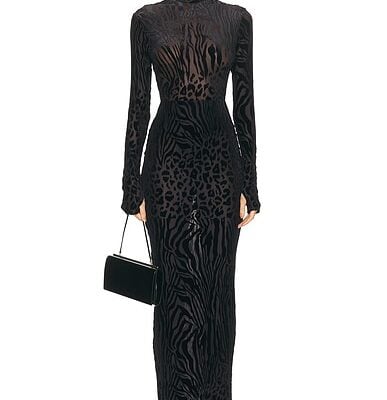 Alex Perry Animal Print Burnout Column Dress