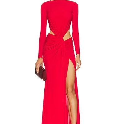Alex Perry Long Sleeve Twist Gown