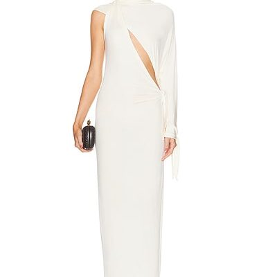 Atlein One Shoulder Cut Out Draped Dress
