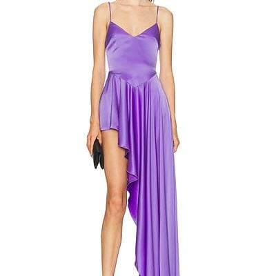 David Koma Open Leg Asymmetric Satin Gown