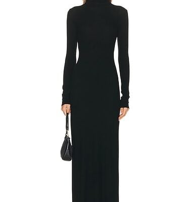 Enza Costa Silk Rib Fluid Turtleneck Dress