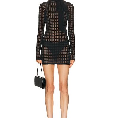 LaQuan Smith Cross Grain Pussybow Dress