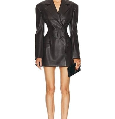 MARIANNA SENCHINA Swan Leather Jacket Dress