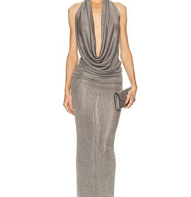 The New Arrivals by Ilkyaz Ozel Agel Metallic Knit Dress