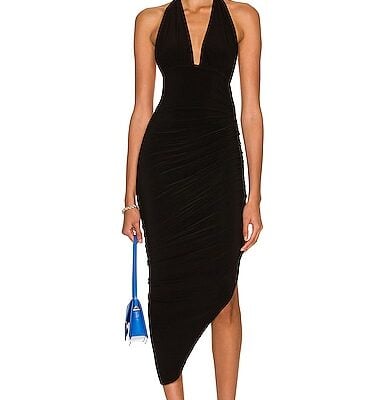 Norma Kamali Halter Side Drape Gown