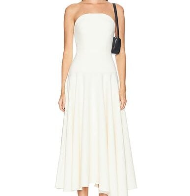 Roland Mouret Strapless Crepe Midi Dress