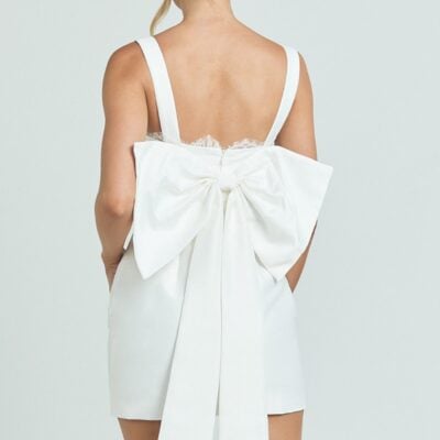 Alegra Mini Dress - Square Neck Fit And Flare Dress in Ivory