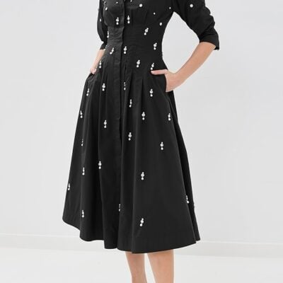 Jazz Embellished Pintuck Midi Dress