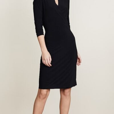 Long Sleeve Side Draped Dress