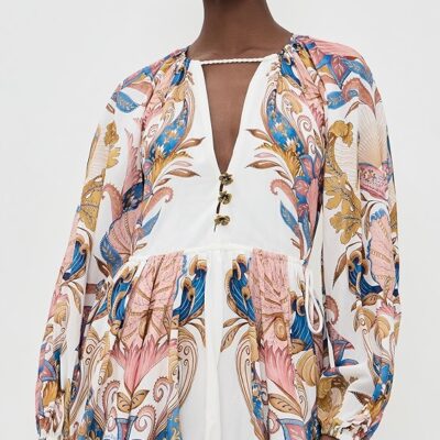 Sea Garden Off-White Mini Dress