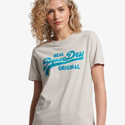 Vintage Logo Scripted College Tee | Oatmeal Marle