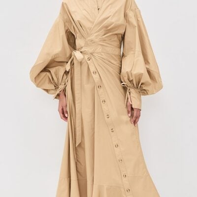 Wrap Poplin Maxi Dress