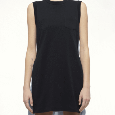 Sacai Denim X Cotton Jersey Dress in Navy/light Blue Navy / 1