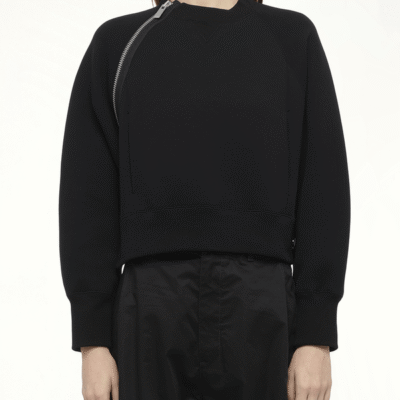 Sacai S Sponge Sweat Pullover in Black / 1