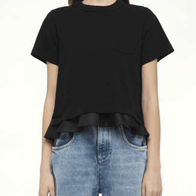 Sacai Nylon Twill X Cotton Jersey T-shirt in Black / 4