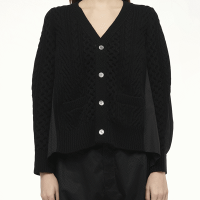Sacai Wool Knit X Cotton Poplin Cardigan