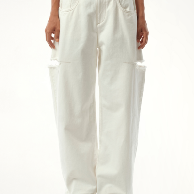Maison Margiela Slash Loose Fit Denim Jeans in Off White / 36