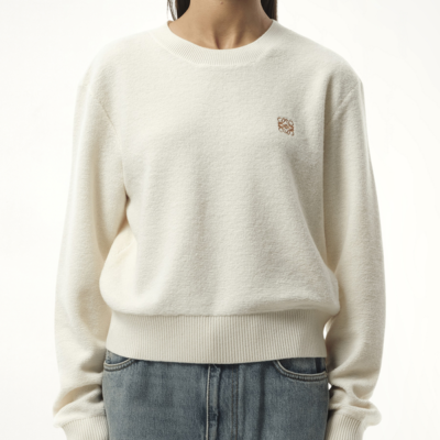 Loewe Merino Wool Anagram Sweater in Ecru White / Xs
