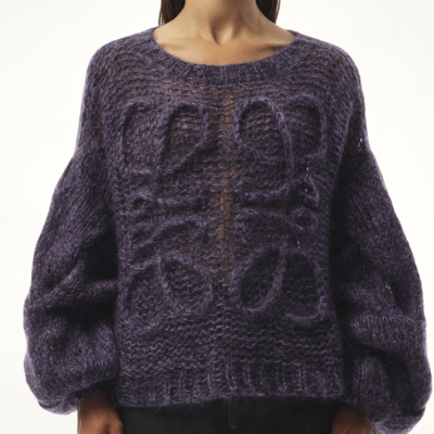 Loewe Relaxed Fit Anagram Sweater in Black/purple Purple / Xs
