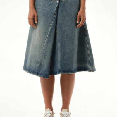 Loewe Deconstructed Skirt in Washed Denim Blue / 34
